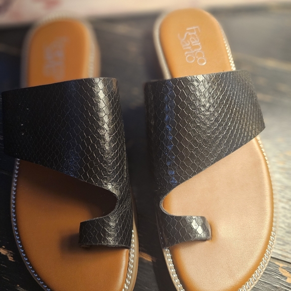 Black Leather Sandals Franco Sarto 7 M - Picture 4 of 7